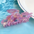 Purple marble textured acetate octopus hair claw clip with iridescent finish and gold lines - Purple