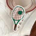 Pinza per capelli a racchetta da tennis color crema e verde con pallina 3D - Racchetta Verde