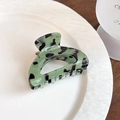 Morandi green and black leopard print acetate hair claw clip with a sleek semi-circle design - Green (Semi-circular Style)