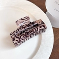 French leopard print rectangular hair claw clip in tortoiseshell acetate finish - Leopard (Rectangular Style)