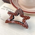 Star-shaped hair claw clip featuring a classic brown base with white polka dot pattern - Large Claw Clip / Coffee Polka Dot