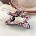 Star shaped hair claw clip featuring classic brown and white checkered pattern finish - Large Claw Clip / Plaid