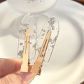 Set of two transparent resin hair clips with silver foil flakes and golden metal alligator clips - Silver Foil