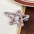Star-shaped hair clip with brown leopard print coating and silver metal spring - Leopard Side Clip