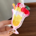 Pinza per capelli a forma di coppa gelato alla fragola rosa con glitter dorati e ciliegia - Tazza di Gelato alla Ciliegia