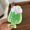 Pinza per capelli creativa in acetato verde a forma di frappè con dettagli colorati - Tazza al Kiwi