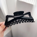 Grote zwarte glanzende haarklem van 14 cm voor dik haar vastgehouden in hand - 14cm / Zwart