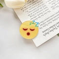 Niedliche gelbe schlafende Emoji Acryl Haarspange mit blauem zzz Symbol für kreatives Styling - Schlafend