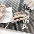 Elegant floral marble square acetate hair claw clip with pink and green texture patterns - Emerald Green 7.5cm