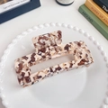 Extra large 13cm acetate rectangle hair claw clip with vintage marbled stone pattern - Milk Tea Brown