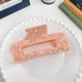 Pink peach marble oversized acetate hair claw clip with rectangle hollow design - Gem Pink