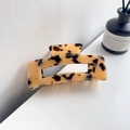 Grande pince à cheveux en acétate avec motif écaille de tortue classique beige et marron - 10.5cm / Écaille Beige