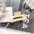 Eleganter rechteckiger Haarklammer mit cremefarbener Marmortextur aus Acetat-Finish - Cremeweiß 7.5cm