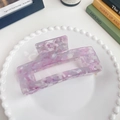 13cm large acetate hair claw clip with purple and cream marble pattern for thick hair - Metallic Purple