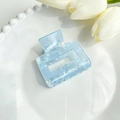 Light blue iridescent marble acetate hair claw clip with square hollow design - Blue