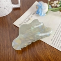 Large mermaid scale iridescent hair claw clip with pearlescent finish for thick hair - Gray Cloud