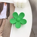 Matte grass green flower hair claw clip with candy color petal design for women - Green / 7.5cm
