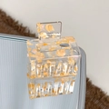 Transparent acrylic hair claw with orange and lilac floral inserts in geometric design - 5cm / Orange Yellow
