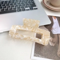 Grande molletta per capelli in marmo crema con design a scacchi per un elegante stile francese - Bianco Sporco 13CM