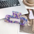 13cm large marbled purple and blue acetate shark hair claw clip for women in office setting - Floral Purple 13cm