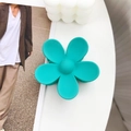 Matte tiffany blue flower hair claw clip for elegant women styling in large size - Cyan / 7.5cm