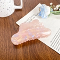 Iridescent pale pink acetate shark hair claw clip with pearlescent marble texture - Orange Cloud