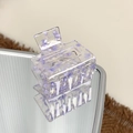 Rectangular acrylic hair claw with purple crushed stone fragments and clear resin finish - 5cm / Violet