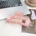 Pink marble texture acetate hair claw clip 13cm oversized hollow rectangular design - Gem Pink 13cm