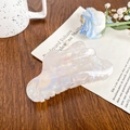 Iridescent white cloud hair claw clip with pearlescent finish and acetate texture - White Cloud