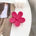 Matte fuchsia flower hair claw clip displayed on a minimalist white desk setup - Rose Red / 7.5cm