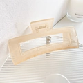 Maxi molletta per capelli rettangolare color crema in resina dallo stile minimale - Beige 13cm