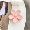 Matte pink flower hair claw clip in a minimalist candy color design for women - Pink / 7.5cm