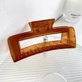 Pinza per capelli quadrata ambra da 13cm in resina trasparente per capelli folti - Marrone 13cm