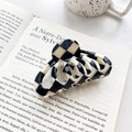 Classic black and white checkered acetate hair claw clip on vintage book background - Watermelon Claw Clip