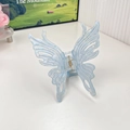 Iridescent light blue butterfly hair claw clip with a shimmering pearlescent finish - Blue Large Butterfly