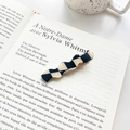 Elegant black and white checkerboard wavy hair clip with a gold-tone metal base - Wave Hairpin