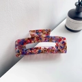 Grande pince à cheveux en acétate avec motif abstrait coloré pour coiffures élégantes - 10.5cm / Mauve Fleur