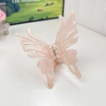 Pink pearlescent butterfly hair claw clip with iridescent finish and gold spring - Orange Large Butterfly