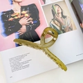 Minimalist jelly olive green 13cm hair claw clip on fashion magazine background - Army Green