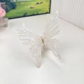 Iridescent butterfly hair claw clip with colorful gradient and gold spring detail - White Large Butterfly