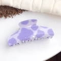 Large light purple and white cow print resin hair claw clip for versatile hairstyling - Purple Cow Print