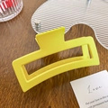 Pinza para el pelo rectangular hueca geométrica de color amarillo brillante mate - Amarillo 13cm