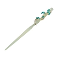 Elegant Chinese jade bamboo hair stick with golden vine leaves for traditional Hanfu style - Jade Bamboo