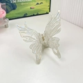 Iridescent mermaid butterfly hair claw clip with pearlescent translucent finish - Gray Large Butterfly