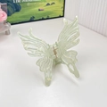 Translucent light green butterfly hair claw clip with acetate finish and gold spring - Green Large Butterfly