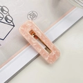 Pink marble texture acetate rectangular hair clip with gold metal grip for women - Square Pink Marble