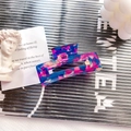 Elegant rectangle acetate claw clip in artistic purple and blue marbled pattern finish - 7.5cm / Floral Purple