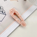 Pink marble texture acetate hair clip in waterdrop shape with gold metal base - Teardrop Pink Marble