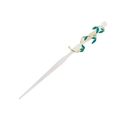 Elegant jade white bamboo hair pin with golden vine and green enamel leaves - White Jade Bamboo