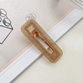 Rectangle hair clip with golden glitter finish and durable metal duckbill clasp structure - Square Ginger Yellow Glitter